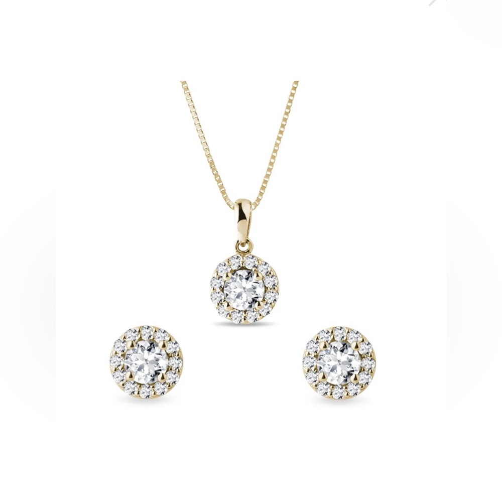 MACY’S 2-PC 1CT DIAMOND SET CLUSTER PENDANT NECKLACE & STUDS
